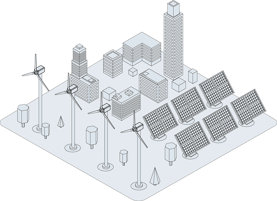 Grafik Energyhub (Windräder, PV-Module etc.)